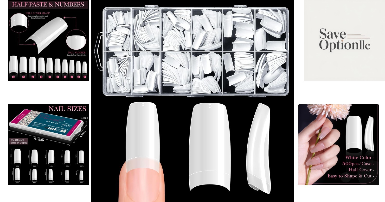 Perfect Length 500 Pcs Acrylic Nail Tips – 10 Sizes for Salon Quality Results