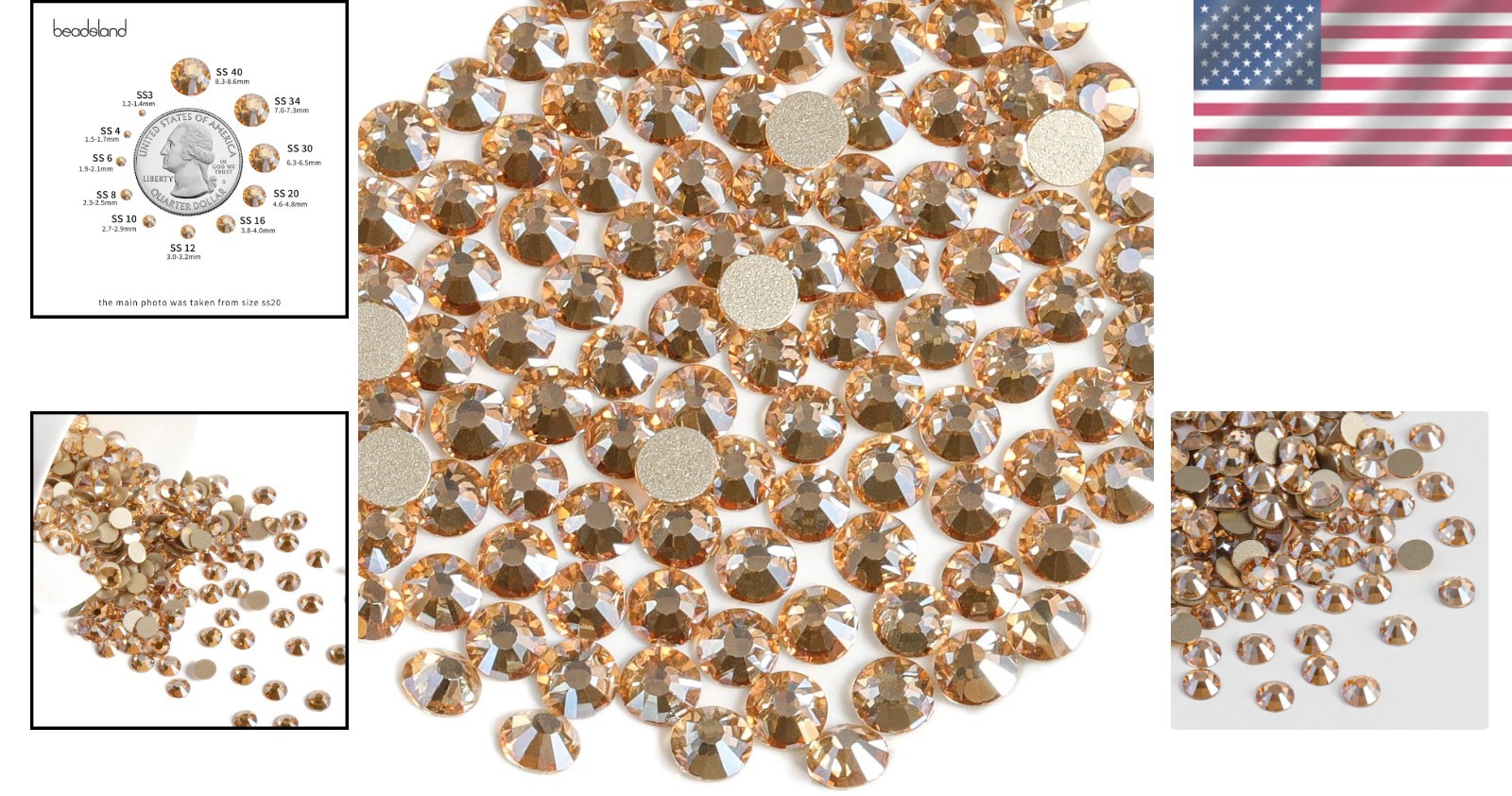 Versatile 1440pcs Golden Shadow SS20 Flatback Rhinestones for Crafts & Nail Art