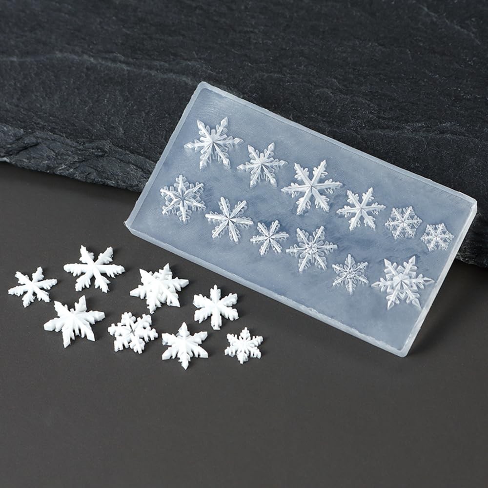 2pcs Snowflake Nail Molds, 3D Gel Nail Art Snowflake Mold Christmas Silicone …
