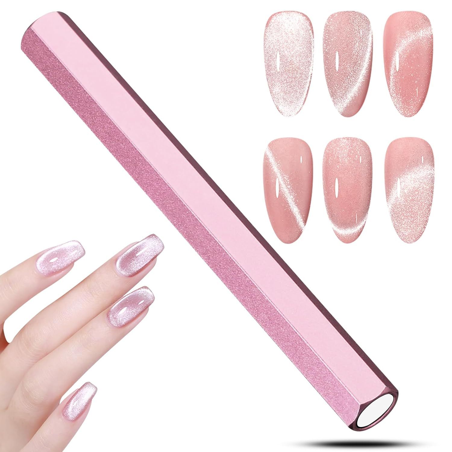 Cat Eye Nail Magnet,Professional Double-Ended Hexagon Strong Nail Magnet Stick f