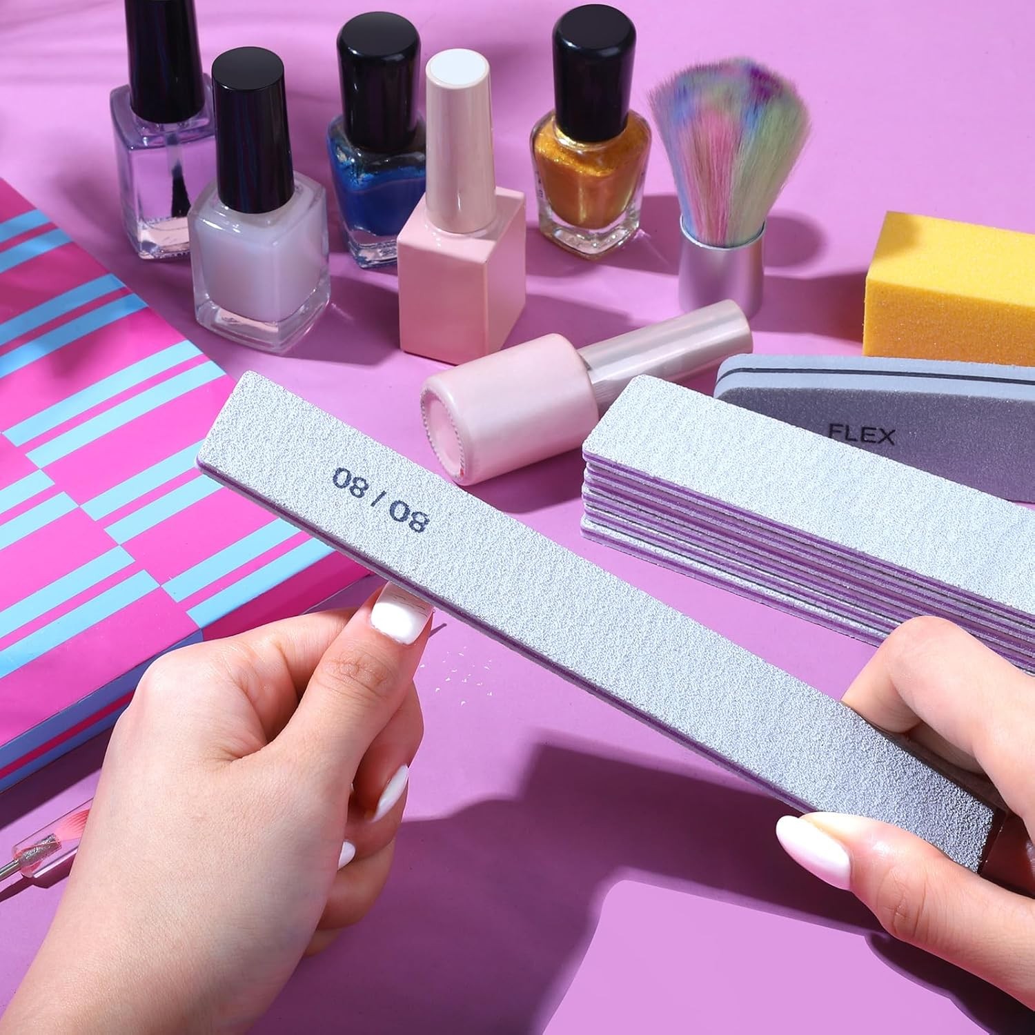 FANDEI Nail File, 80/80 Grit Nail Files, Double Sided Emery Boards for