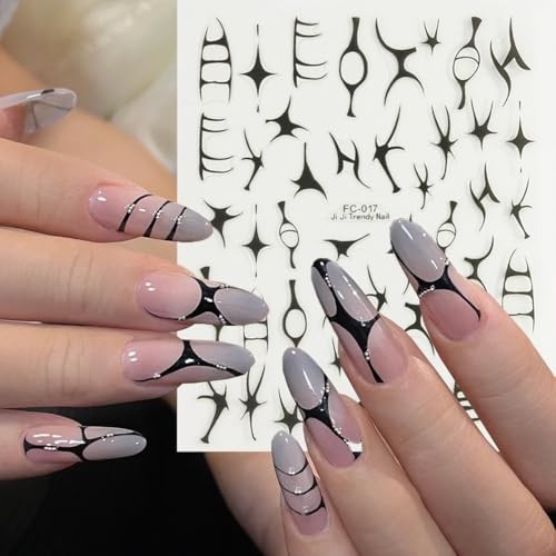 4 Sheets Irregular Line Nail Art Stickers, 3D Metallic Mirror Gold Self 4color
