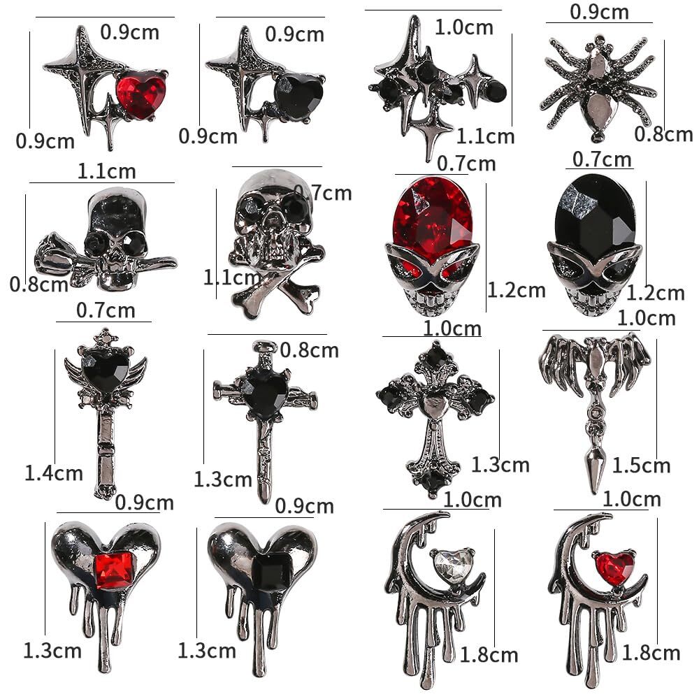 32 Pcs Halloween Nail Charms 3D Alloy Nail Art Charms Supplies for Women