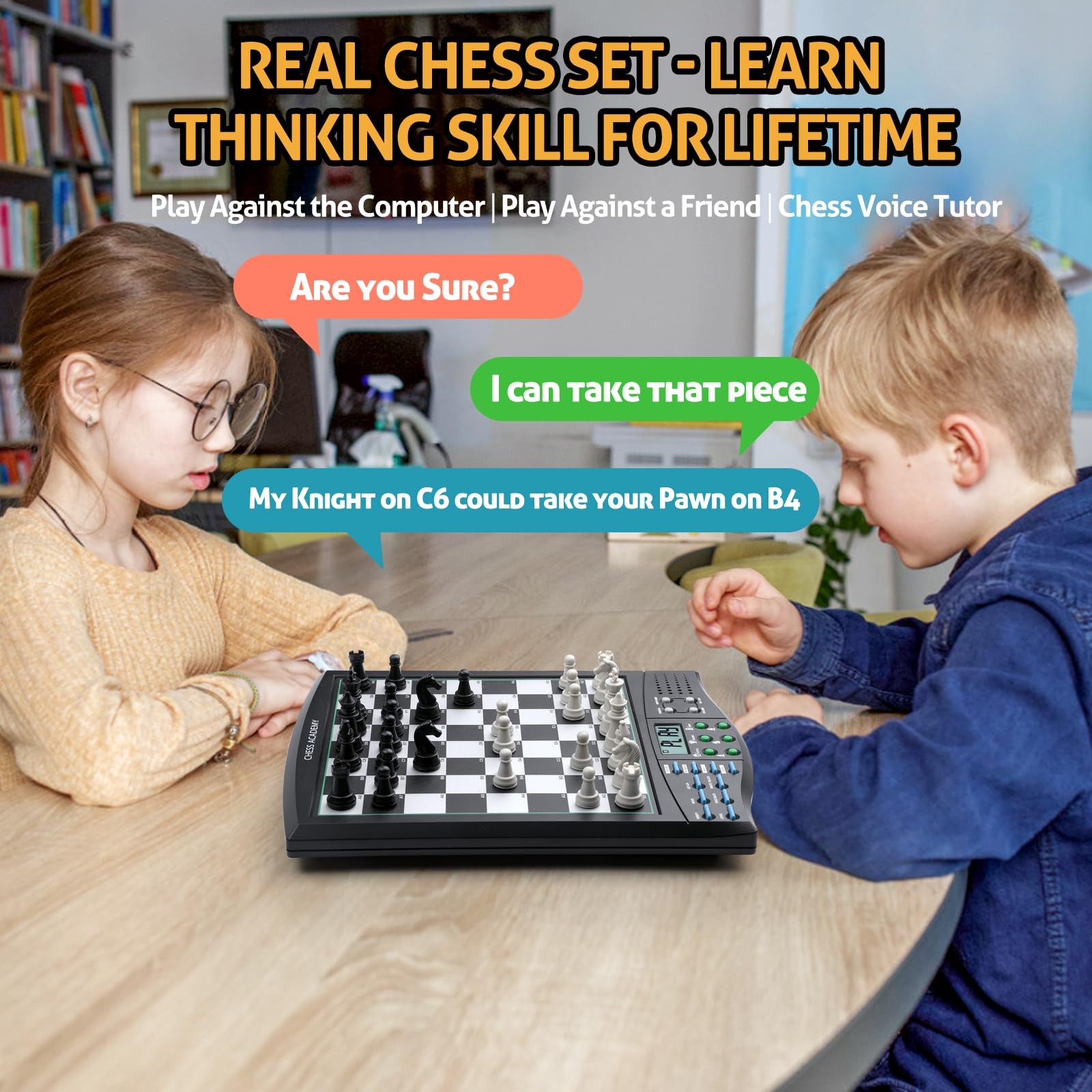 LEVEROAM Talking Chess Academy with Voice Teaching System, Electronic Black