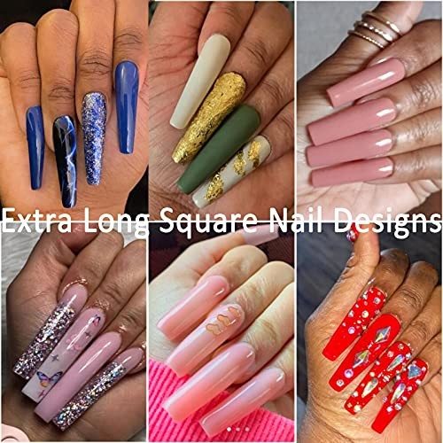 240pc XL Clear Acrylic Nail Tips Full Cover Extra Long Fake Nails Press Square