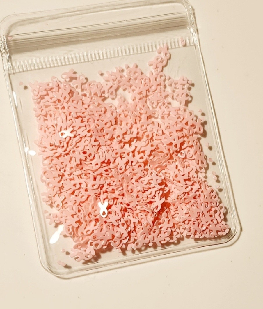 NWT NAIL ART DESIGN TINY BREAST CANCER AWARENESS PINK RIBBON SEQUINS!