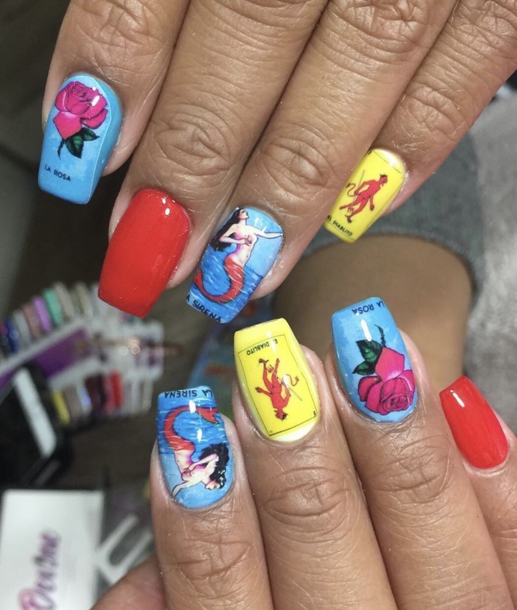 Loteria Bingo Game Latina Nail Decals Water Slide Nail Art Tool Diy Nail Wraps