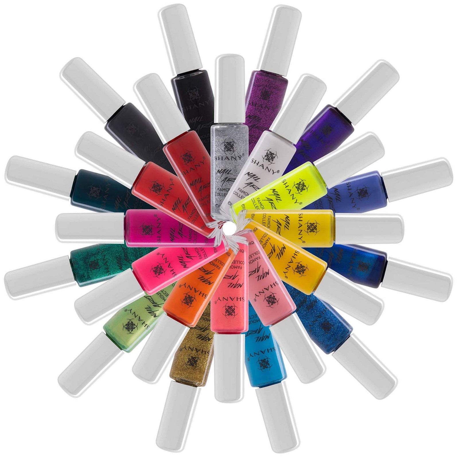 Nail Art Set – 24 Colors Glitter, Metallic, Neon & Matte Polish with Thin Brush