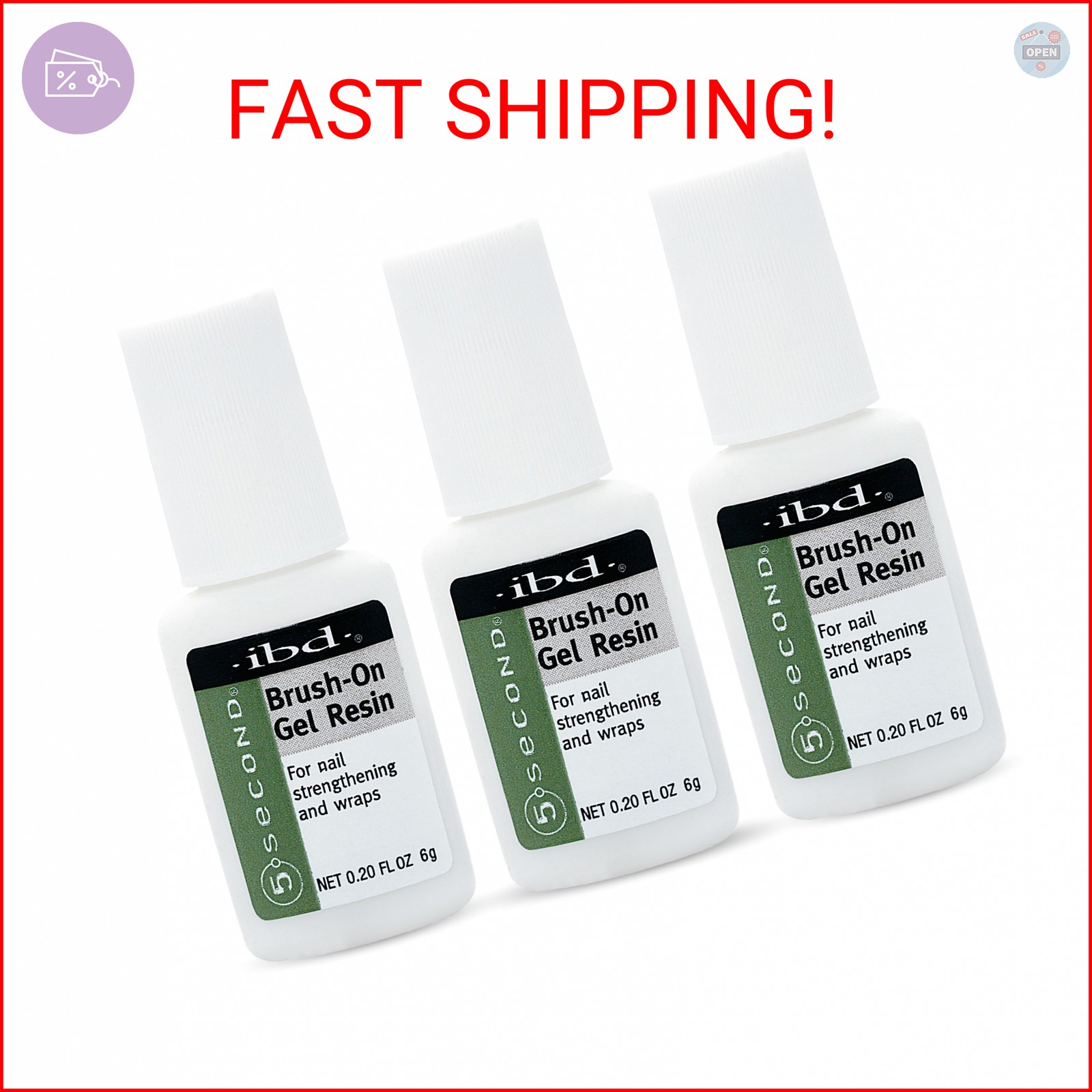 IBD 5 Second Brush On Nail Glue Gel Resin – Strong Nail Glue for Broken, Cracked