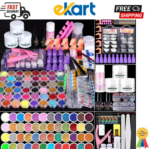 115 In Acrylic Nail Kit 48 Colors of Glitter Acrylic Powder And Liquid Manicure
