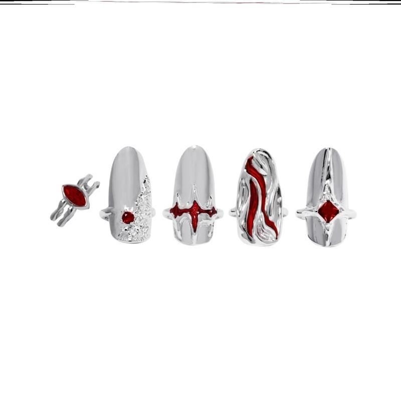 10pcs Halloween Reusable Press On Nail Ring Cover Portable Mix Match Nail Rings