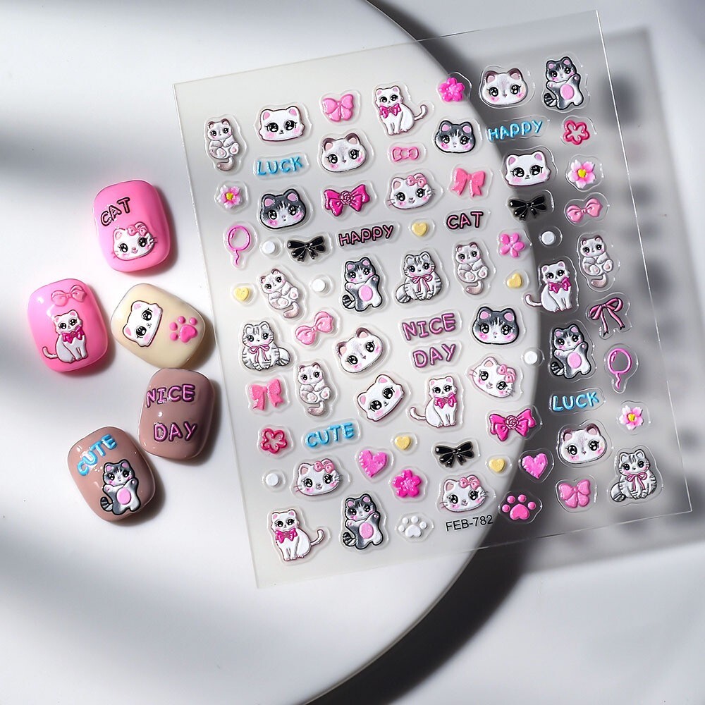 Dog Cat Animal Kitty Print Nail Stickers Decals Decoration Waterproof DIY NH27