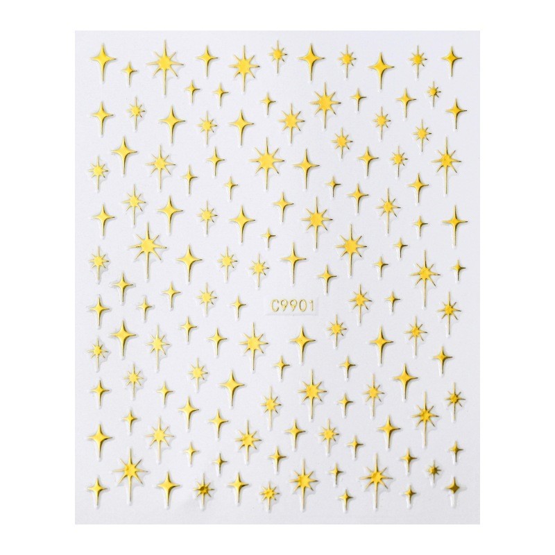3D Black Gold Silver Star French Tips Nail Stickers Decoration DIY Manicure NH30