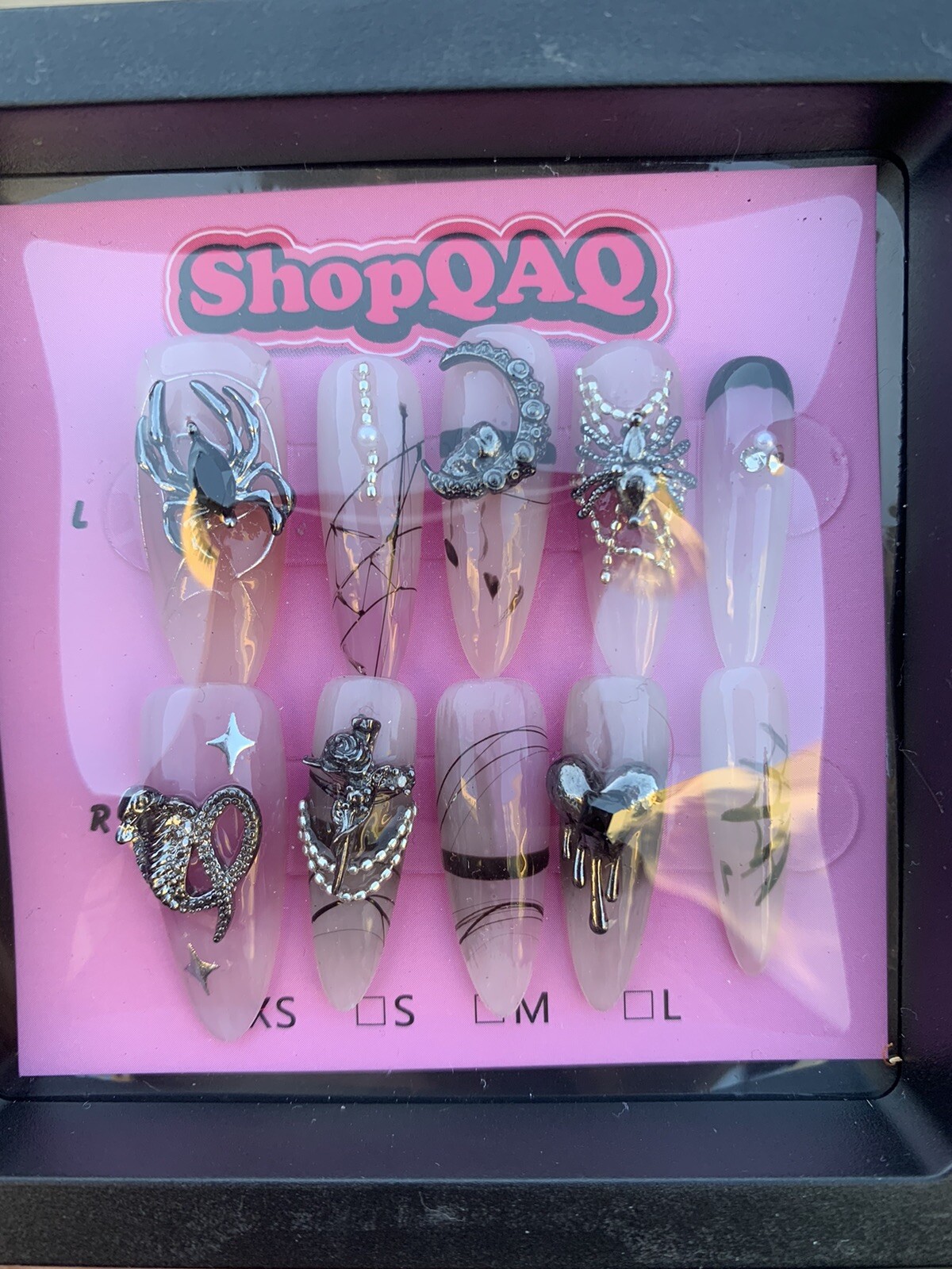 Shopqaq M Size AU Stock High Quality Useable Handmade 3D press on nails