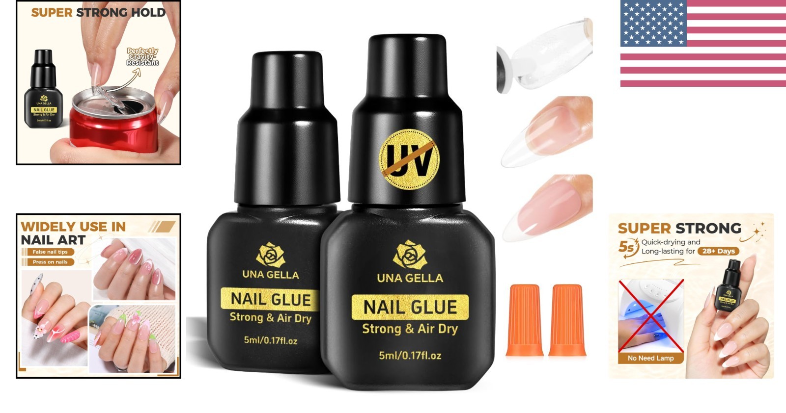 Professional Super Nail Glue – No Lamp Needed, 5ML*2 for Instant Nail Fixes
