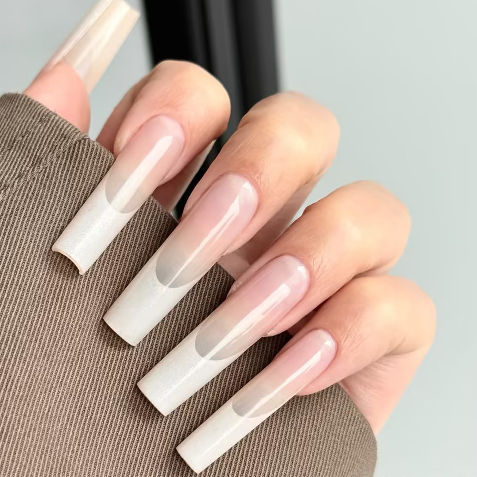 240PCS Long Square Nail Tips, 12 sizes Pre Shaped Full Cover Curve Nail Tips,…