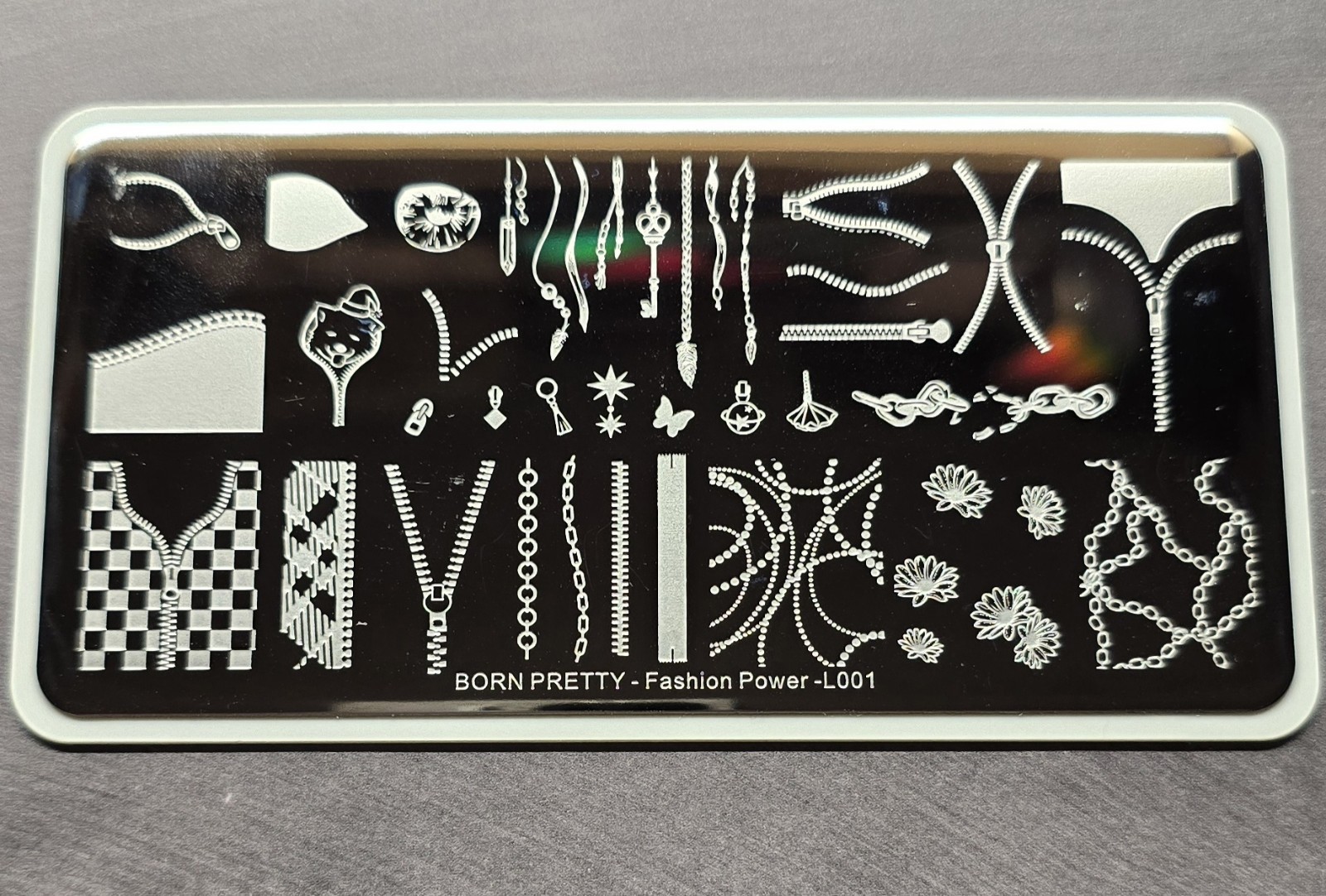 Born Pretty Fashion Power L001 BP-L001 nail stamp Plate Chain Bling Plaid Pearls