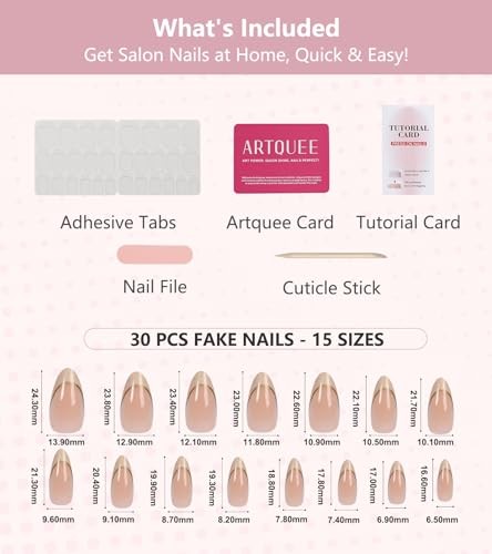 Gold Nude French Tip Press on Nails Medium Length Almond 16 – Gold Nude French