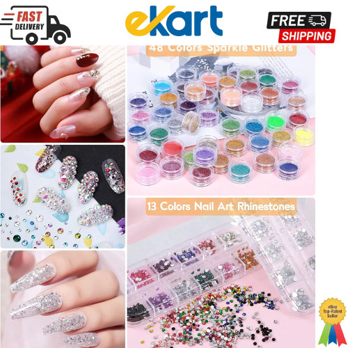 115 In Acrylic Nail Kit 48 Colors of Glitter Acrylic Powder And Liquid Manicure