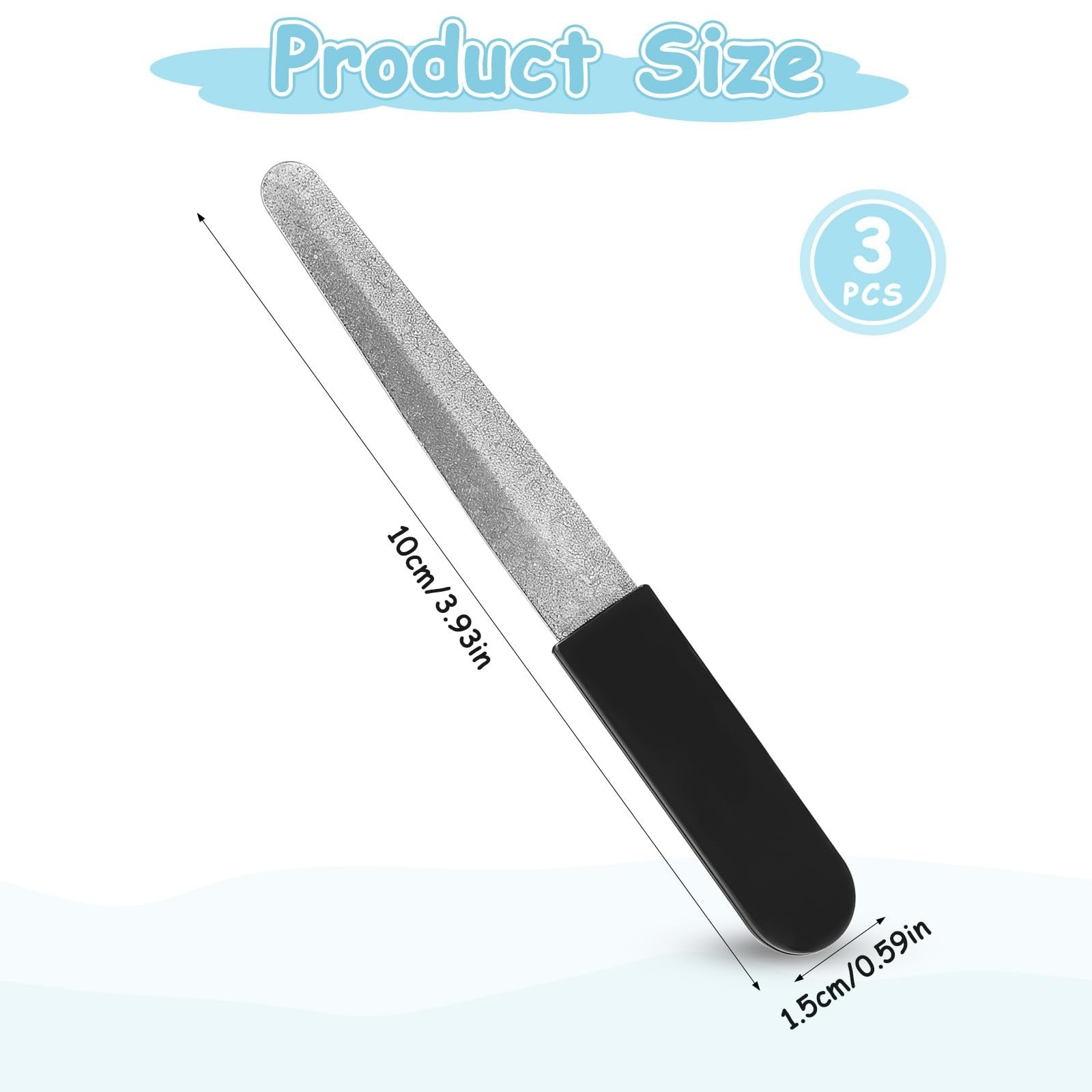 3PCS Fingernail Files, Metal Nail File for Natural Nails, Diamond Fingernail …