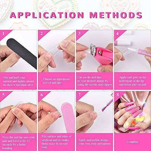 Clear Acrylic Nail Tips, 500PCS French Nail Tips Clear Fake Nails Half Cover