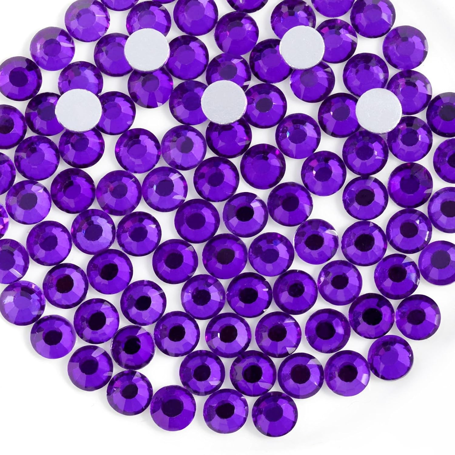 Flat Back Crystal Rhinestones Round Gems Purple Nail Art Rhinestones SS12 Size