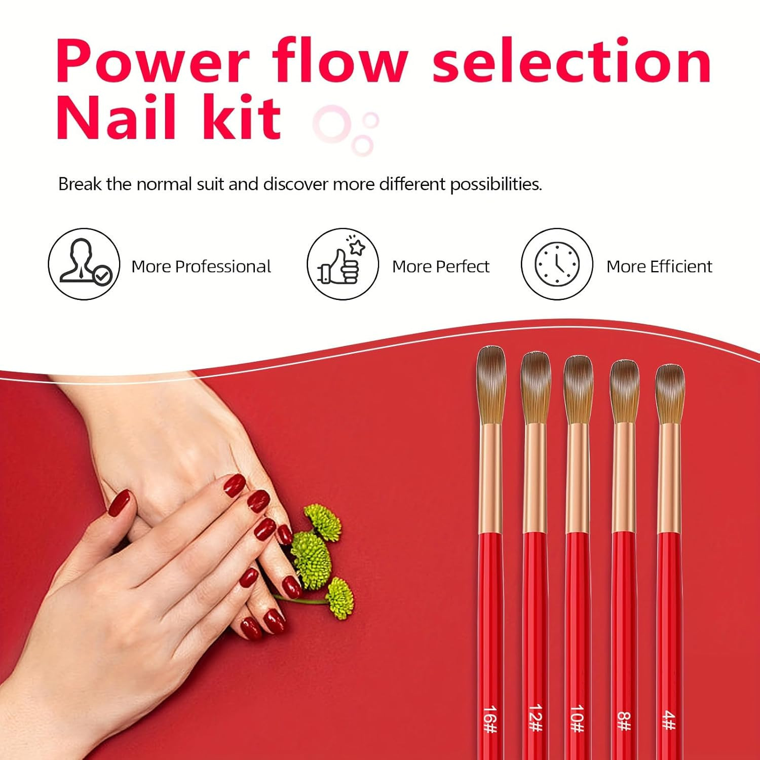 5PCS Acrylic Nail Brush Set,Professional Acrylic Nail Brushes Size 4# 8# 10# 12#