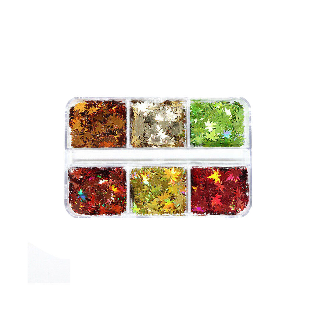 Autumn Maple Leaf Nail Art Glitter Sequins Flakes Nails Stickers Decoration Tip