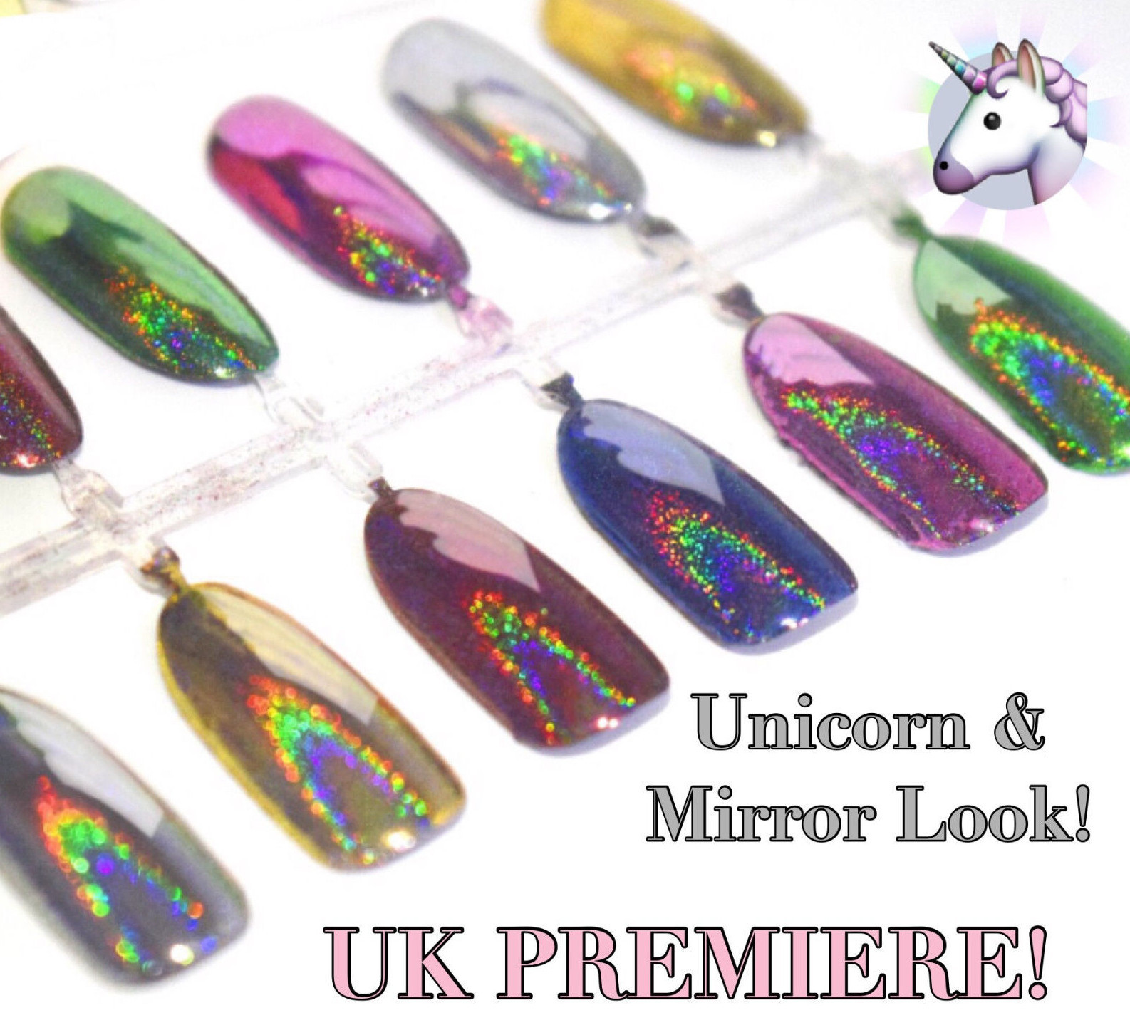New 6 Colours Rainbow UNICORN Holographic Mirror Effect Powder Nail Art Pigment