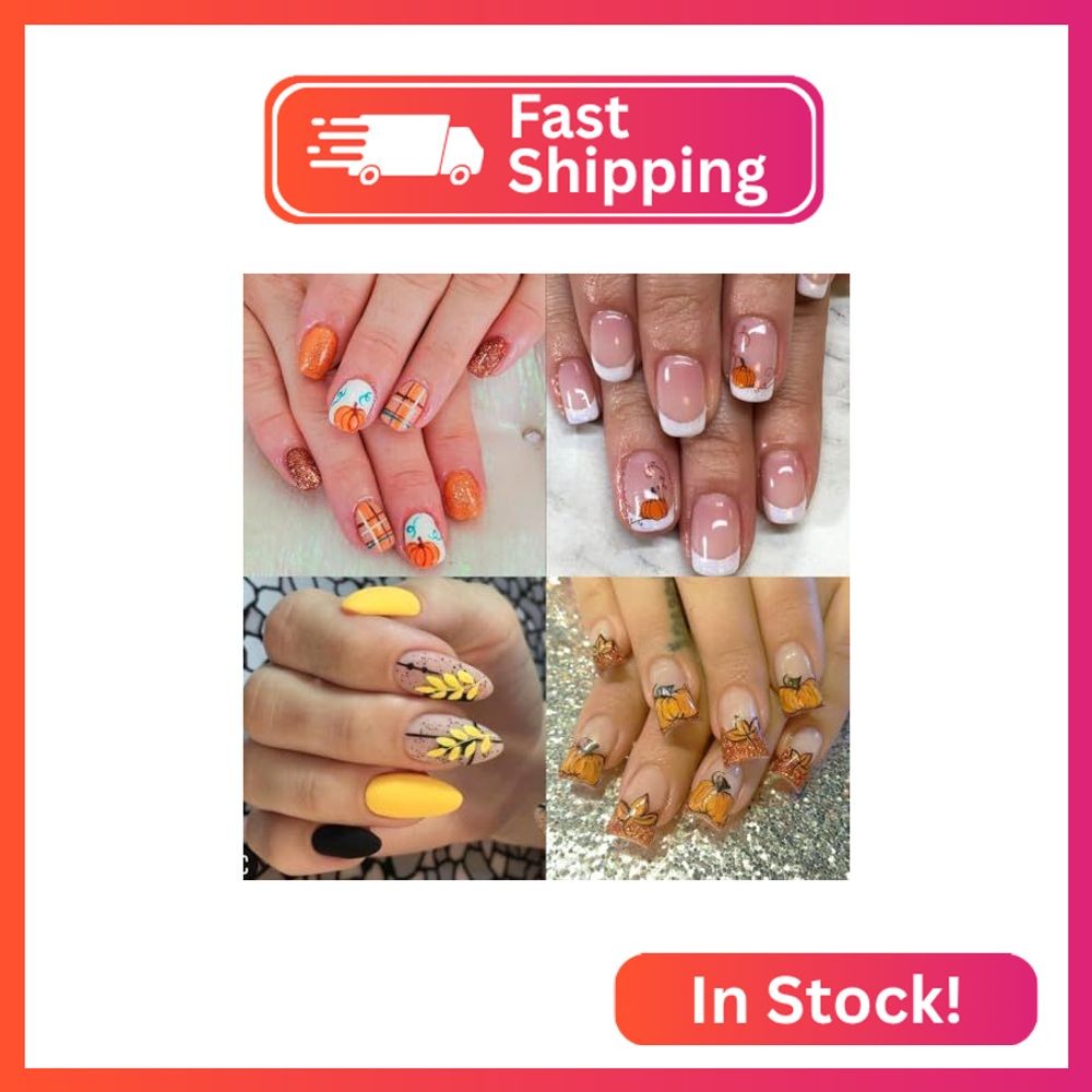 8 Sheets Fall Nail Art Stickers 3D Autumn Maple Leaf Nail Decals Thanksgiving Se