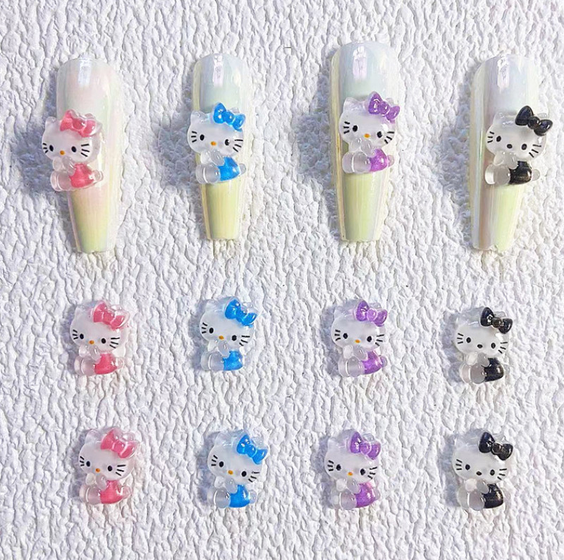 Resin Cartoon Hello Kitty Flatback Nail Art 5Pcs Manicure Decors Charms NS31