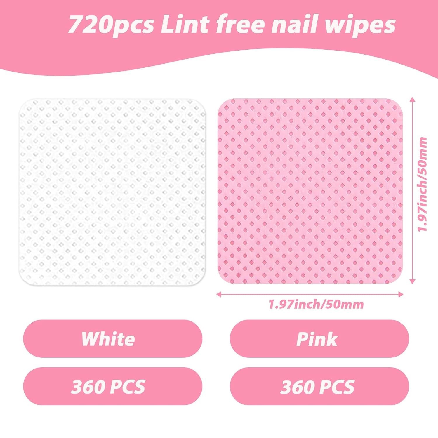 720Pcs Lint-Free Nail Wipes | Acetone-Free Polish Remover for Flawless Results