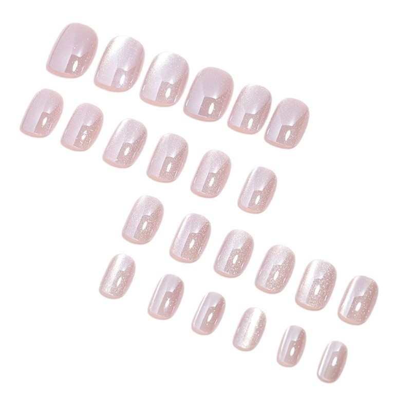 24Pcs Modern Short False Nail With Cats Eye Press on Nail For Celebrations
