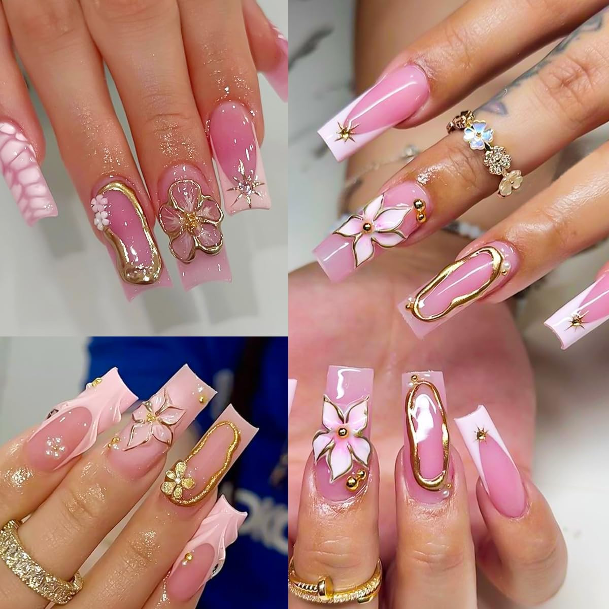 Flower Nail Art Stickers Decals,3 Sheets 5D Embossed Self Adhesive Stickers | Pi