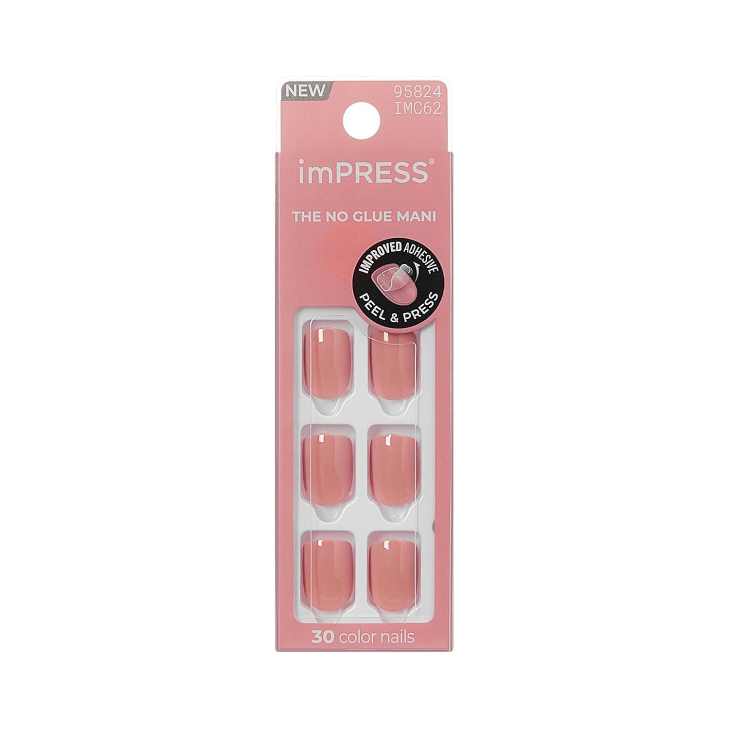 No Glue Mani Press On Nails, Color, ‘Your Magic’, Pink, Short Size, Squoval S…