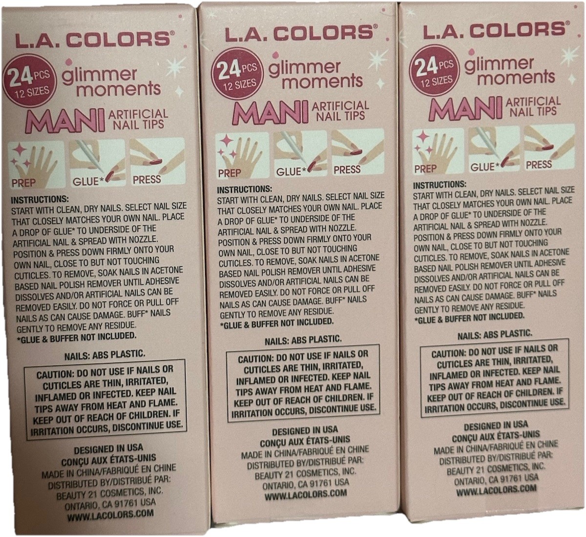 L.A. COLORS Artificial Nail Tips Nude Sparkly Almond Medium Joyful Sparkle