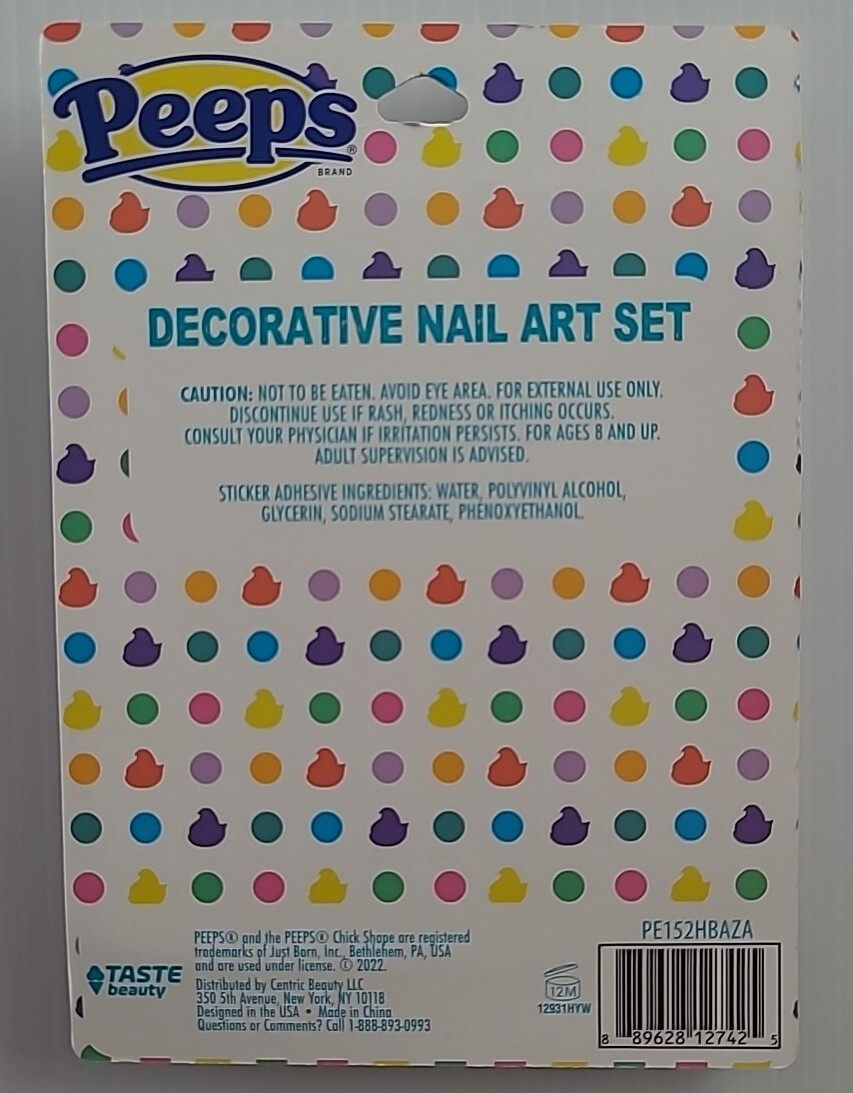 PEEPS Nail Art Set Decorative 60 pcs Decals Stickers Gems Easter Basket