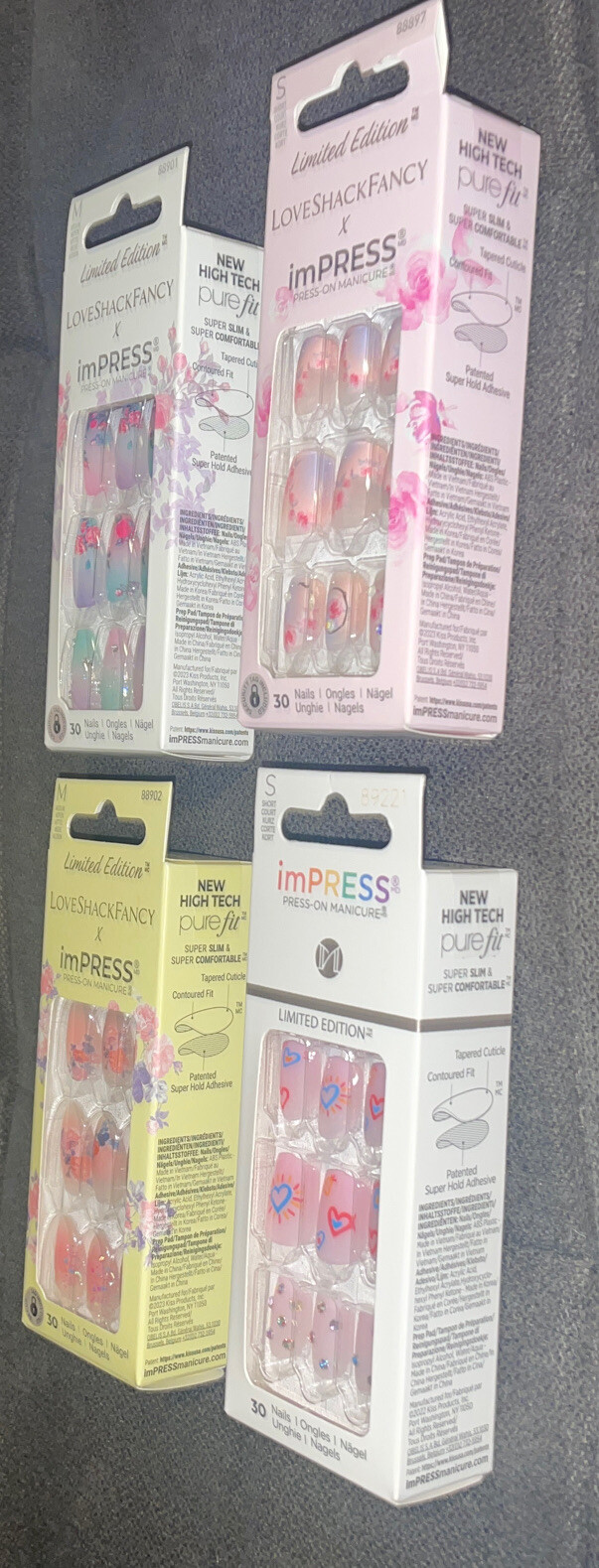 Kiss IMPRESS💅Lot Of 4 Boxes PRESS ON NAILS Limited Edition SUNKISSED PEACH&More