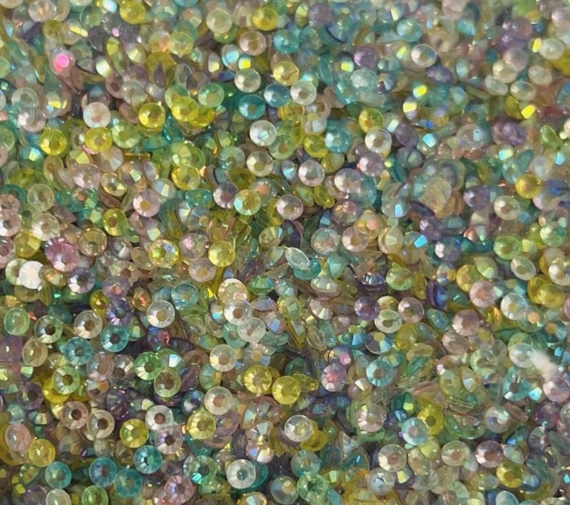 Iridescent Multicolor AB Resin 3mm Round Flat Back Nail Jewelry Crafting Gems