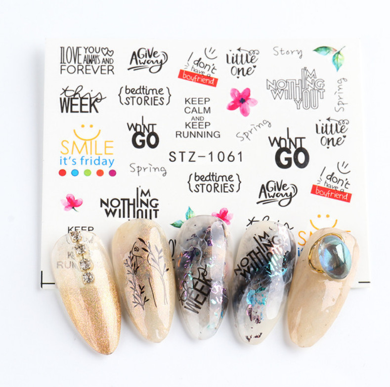 Nail Art Sticker Water Decals Transfer Art Word Alphabet Letters NS8