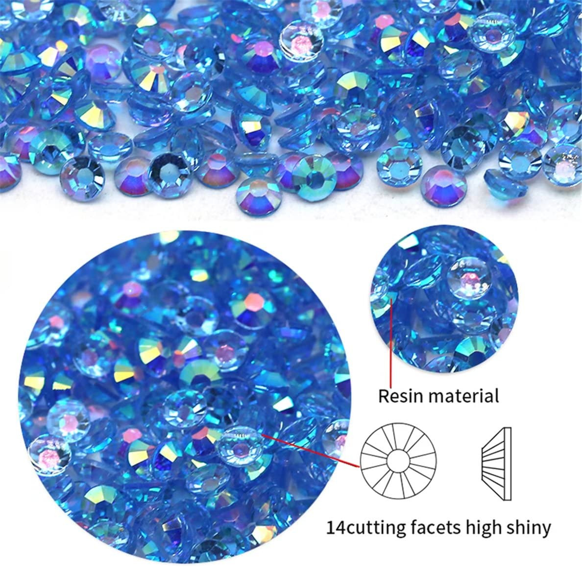 4500 Pcs SS6 2Mm AB Flatback Rhinestones for Nails Art Crafts Transparent Glitte