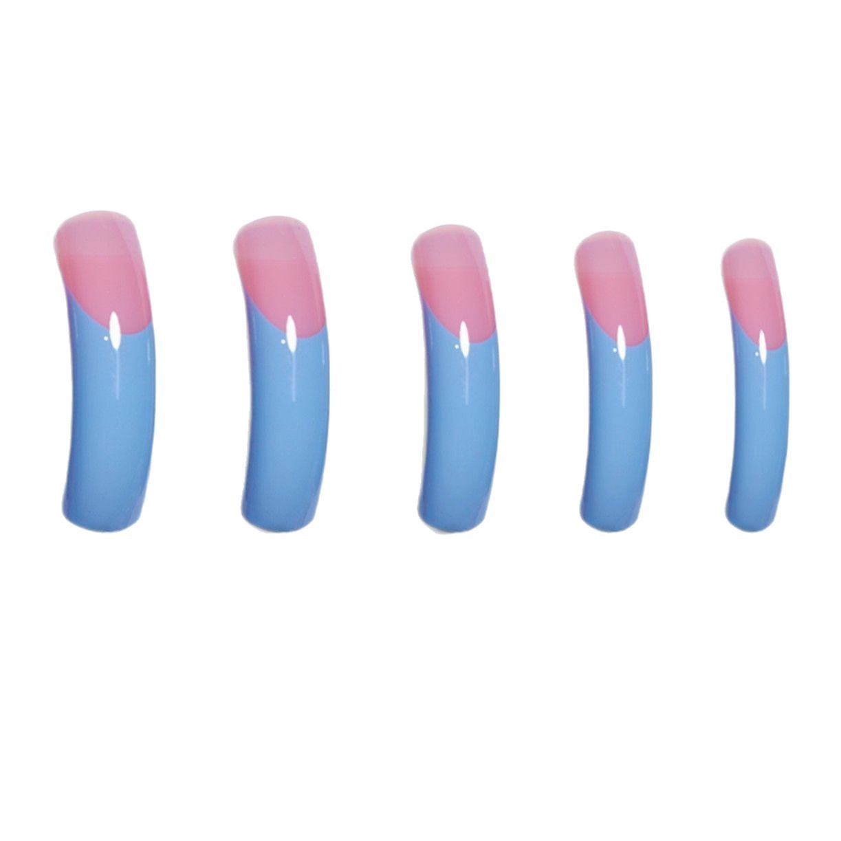 French Ombre Blue Press On Nails 20pcs Long Curved Fake Nails Wholesale