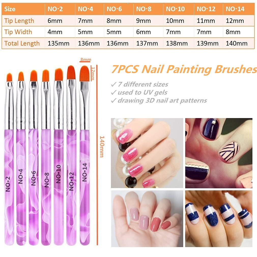12PCS Nail Art Tool Set, Double-End Dotting Pens & Painting Brushes