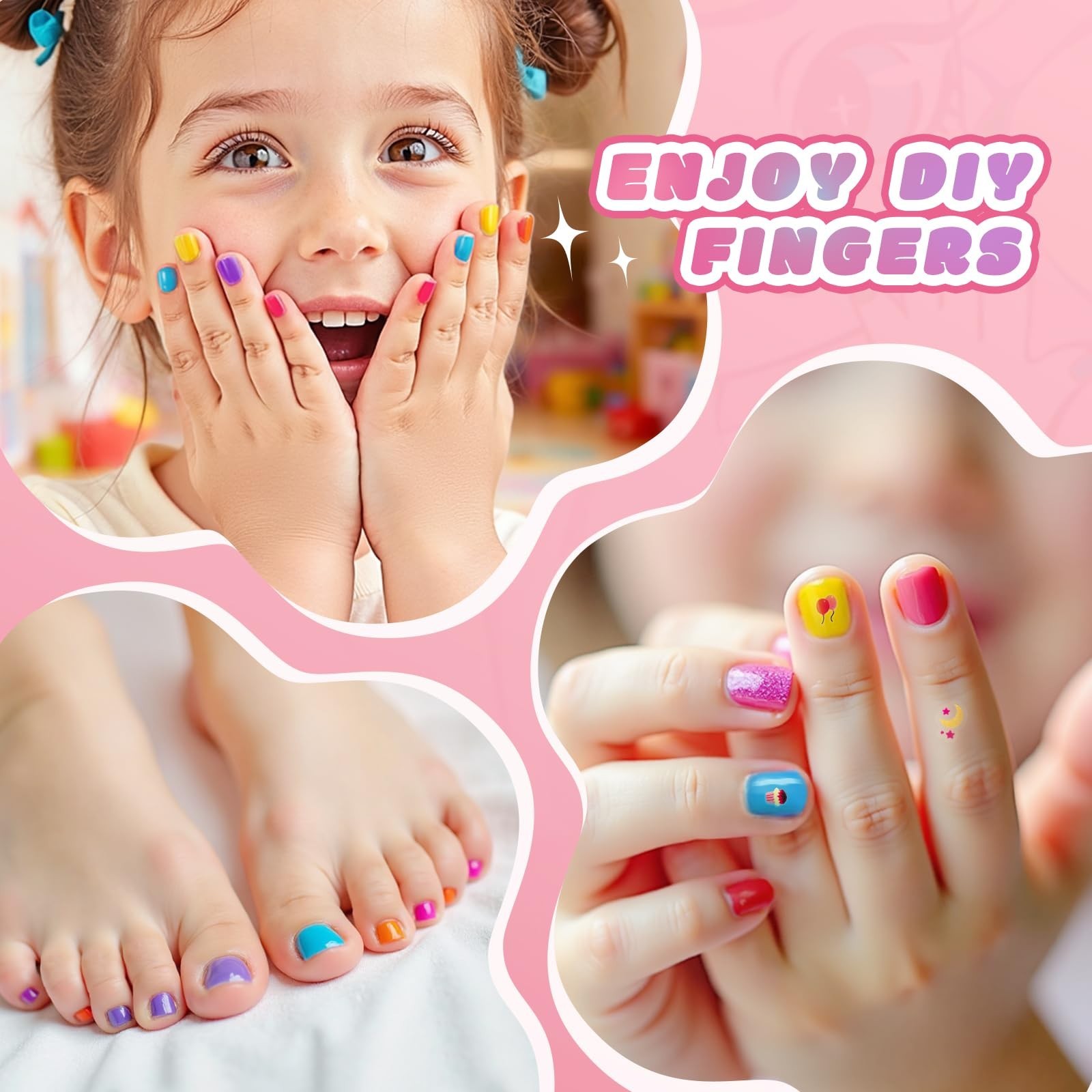 Easter Gifts Kids Nail Polish Set, 12X5ml Non-Toxic Peel-Off Quick Dry Nail P…