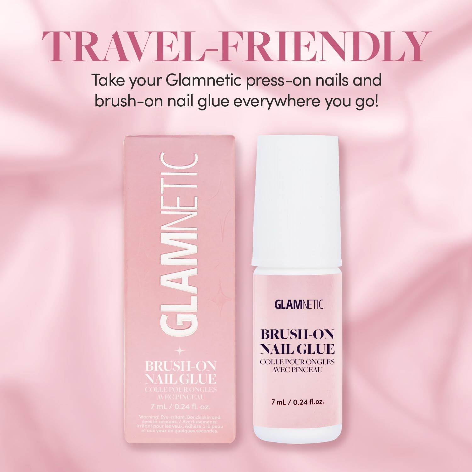 Vegan Brush-On Nail Glue with Travel-Friendly Size for Easy Applications