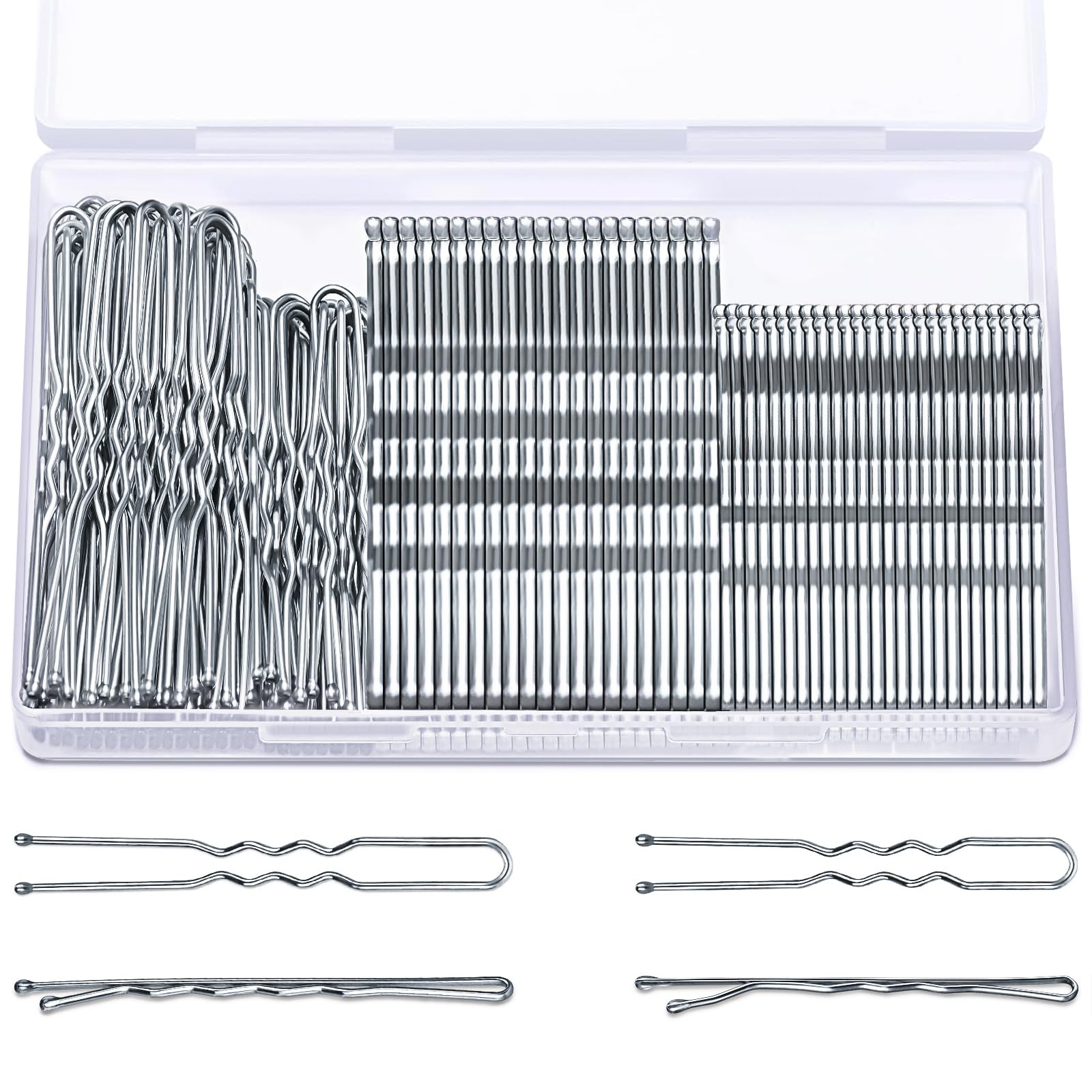 TsMADDTs Hair Pins Kits, 200 pcs Silver Bobby U Shaped for E-Silver