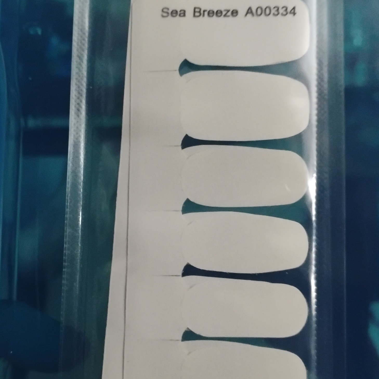 Color Street Sea Breeze A00334 Glitter Peel Off Press-On Nails White Silver