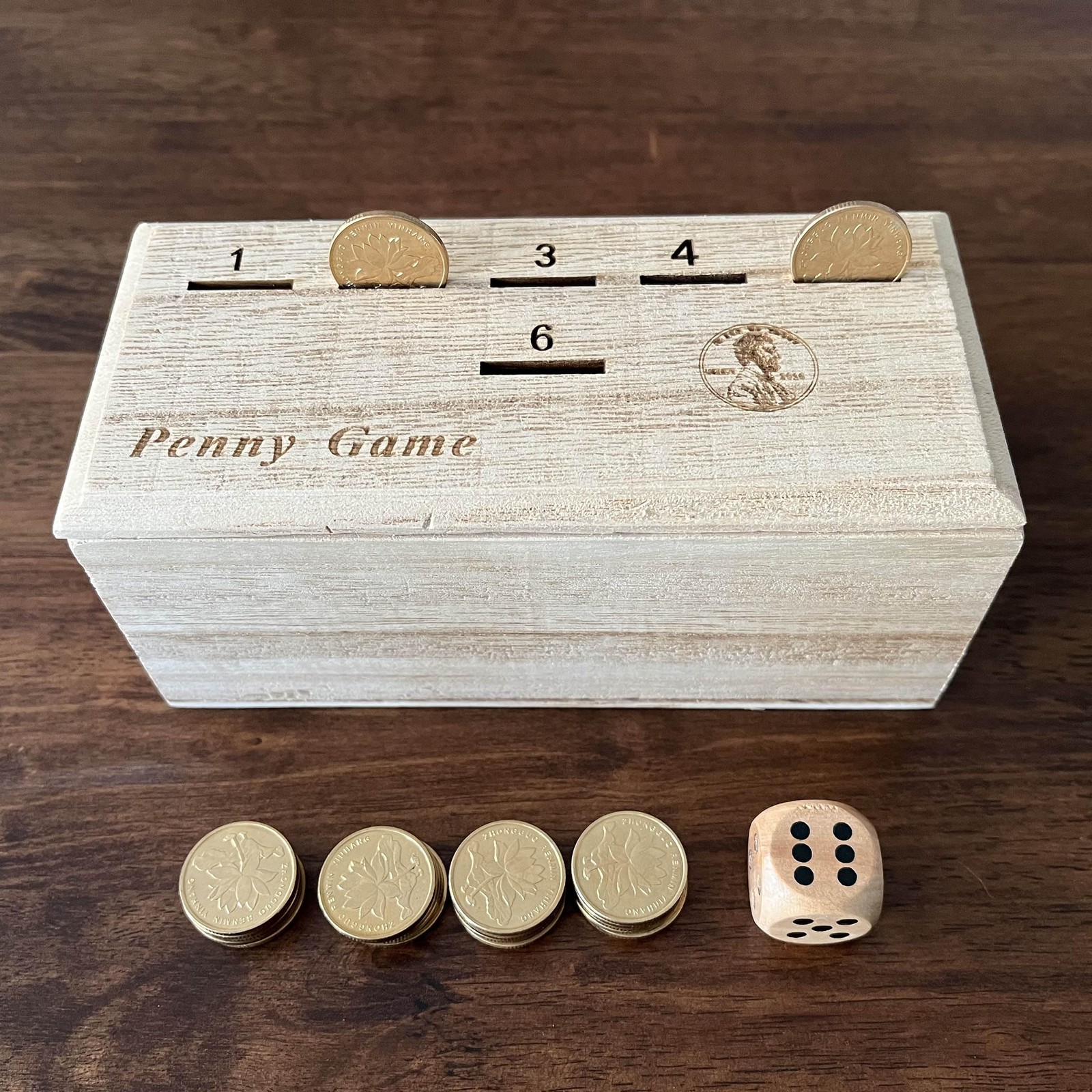 Penny Game – Fun 6 inches x 2.49 x 2.5 inches, Natural Wood Color