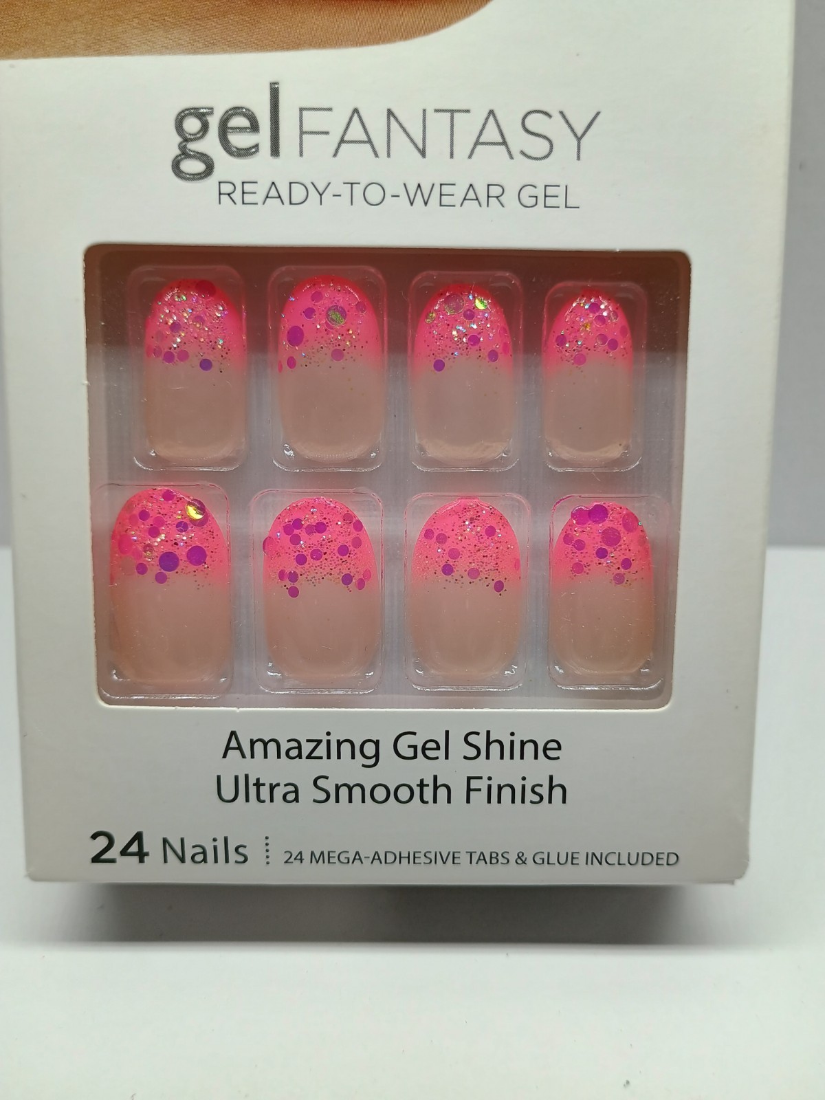 Kiss Gel Fantasy Medium Length Glue-on False Nails – Pink French (1)