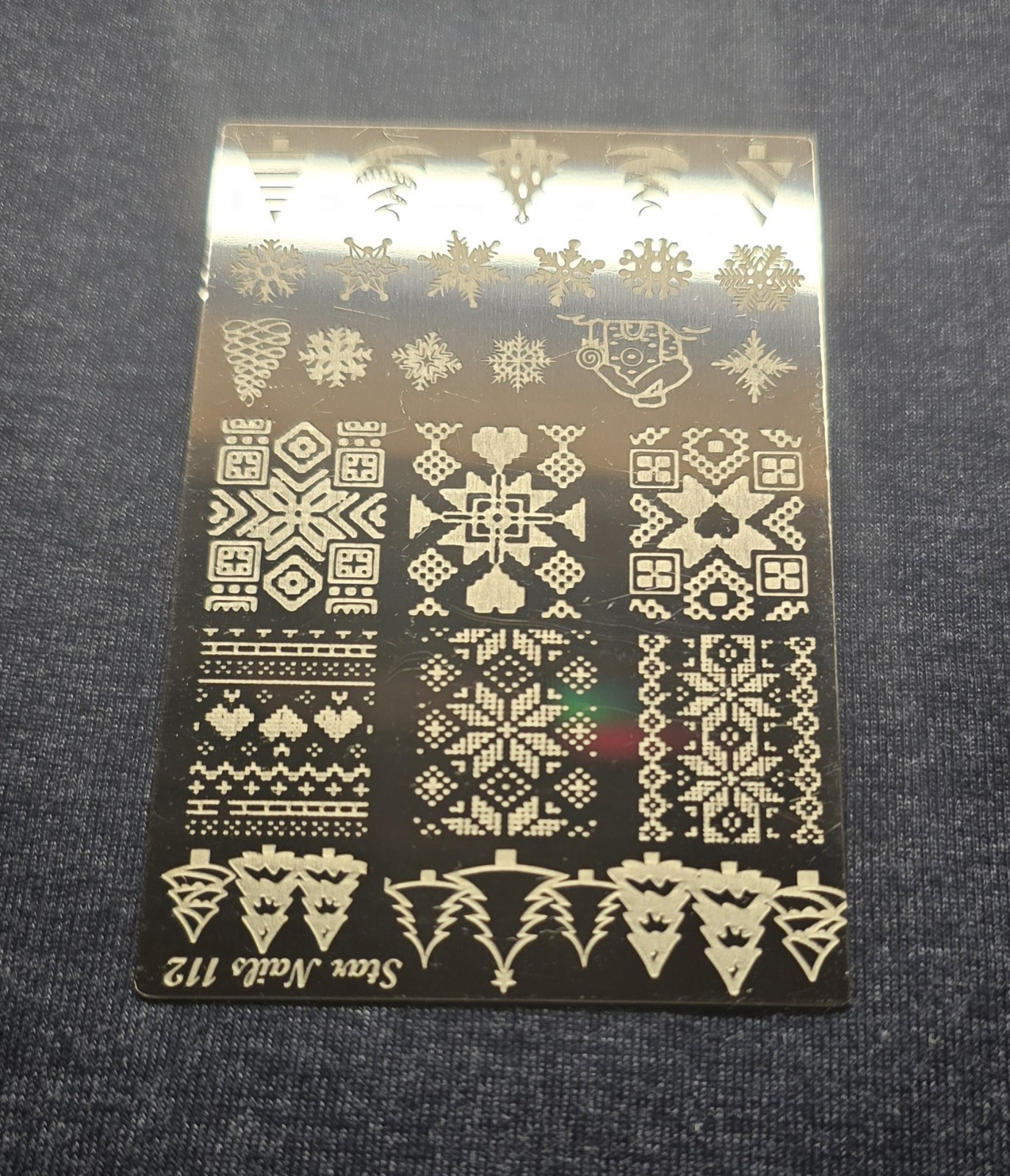 Mundo De Unas MDU Star Nails 112 Christmas Tree Ugly Sweater Nail Stamp Plate